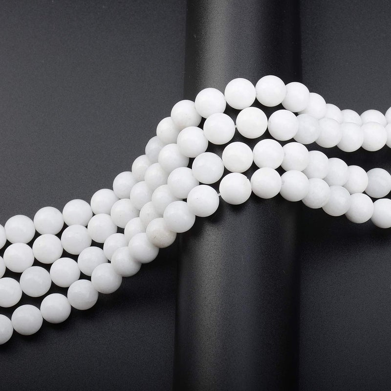 LPBeads 80Pcs Polished 10mm Round Natural Alabaster Gemstone Loose Beads with Stretch Cord for Jewelry Making Bracelets - Image 5